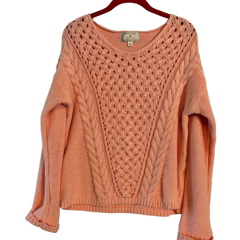 Ruby Moon Cable Knit Light Pink Sweater Womens Size Large